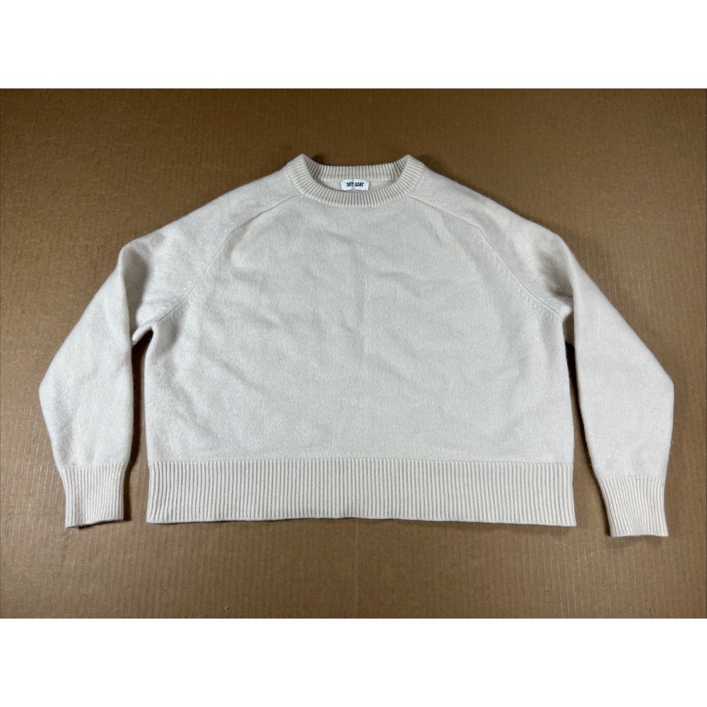 Soft Goat 100% Cashmere Sweater Crewneck Ecru White Luxury Women's XS EUC